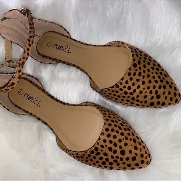 NWOT Rue21 Cheetah Print Ankle Strap D’Orsay Flats - Picture 1 of 4